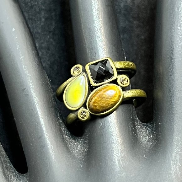 Lia Sophia Jewelry - Lia Sophia Dulce Matte Gold Tone & Gemstone Ring Sz 7 (R255)